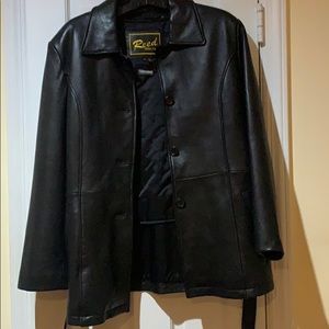 Brand new leather jacket with tie